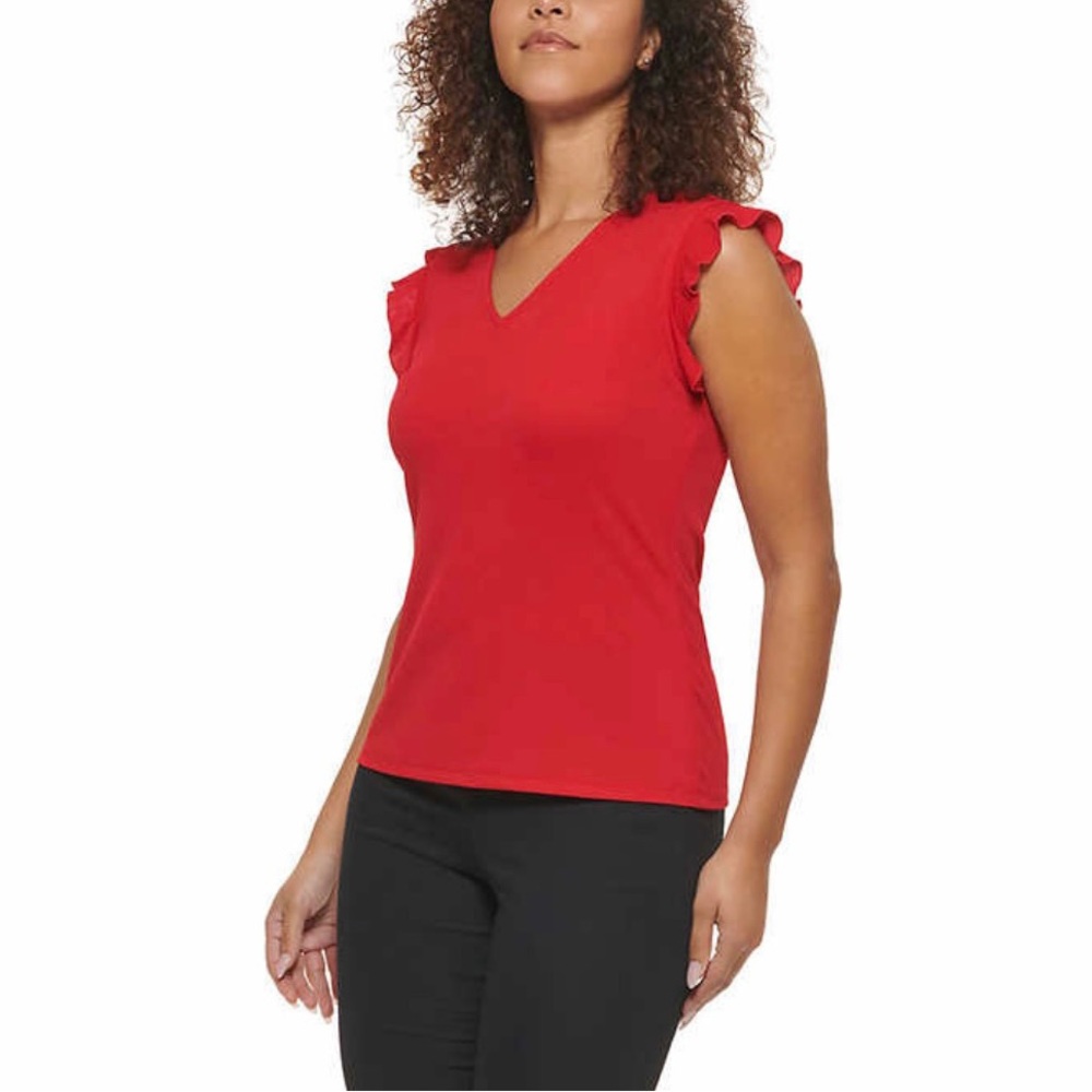 NWT Red Andrew Marc Ladies' Ruffle Sleeve Blouse sizes M&L